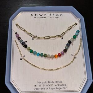 Unwritten Gold and Multicolor Beaded Necklace Set